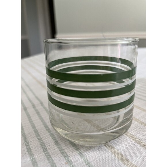 Other - Set of 7 - Vintage 1970’s Green & White Striped 3” Rock Juice Glasses